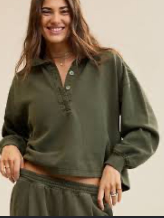 aerie Tops - 368 AERIE POLO BUTTON UP LONGSLEEVE